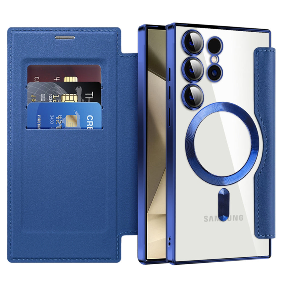 Funda MagSafe para Samsung Galaxy S24 Ultra S928, Techsuit, SmartMag Book, Azul