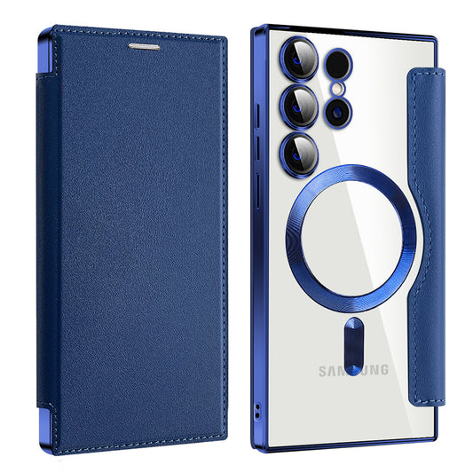 Funda MagSafe para Samsung Galaxy S24 Ultra S928, Techsuit, SmartMag Book, Azul