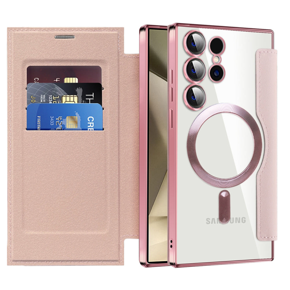 Funda MagSafe para Samsung Galaxy S24 Ultra S928, Techsuit, SmartMag Book, Rosa