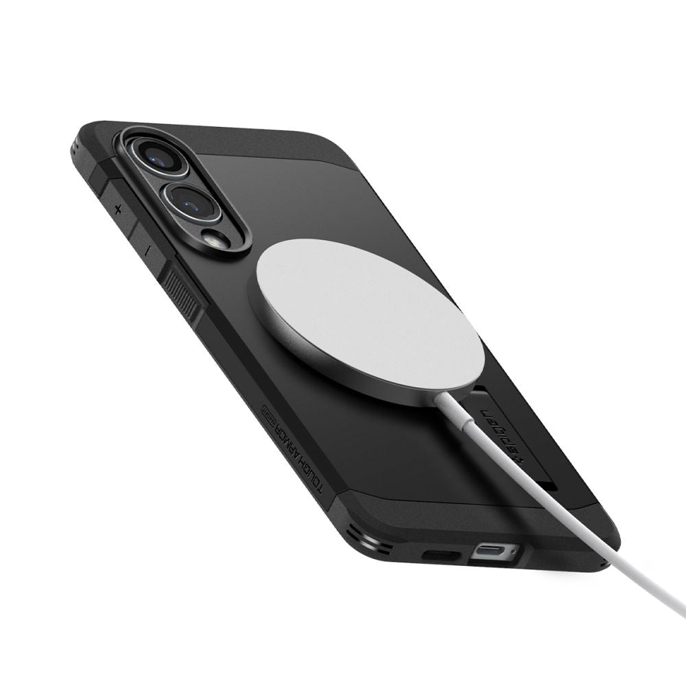 Funda MagSafe para Samsung Galaxy S25 Edge S937, Spigen, Tough Armor, Negra ACS09422