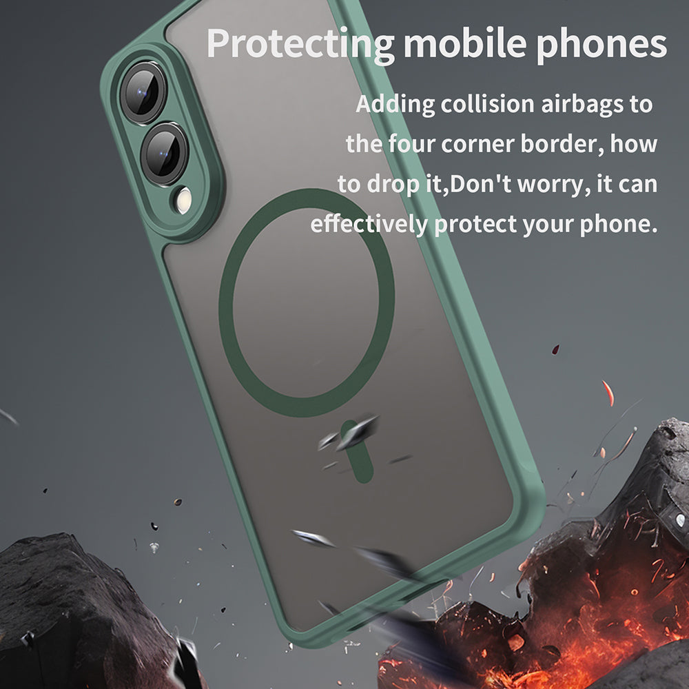Funda MagSafe para Samsung Galaxy S25 Edge S937, Techsuit, HaloFrost II, Verde
