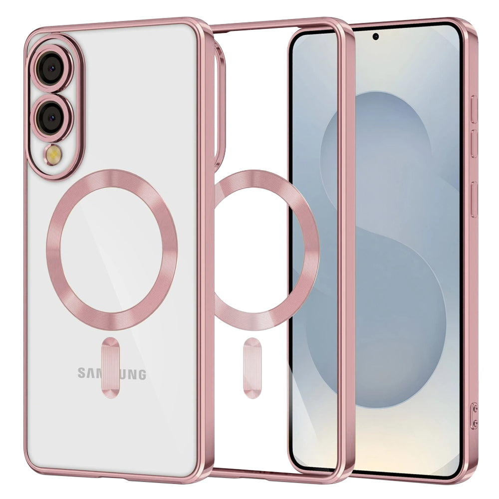 Funda MagSafe para Samsung Galaxy S25 Edge S937, Techsuit, Luxury Crystal, Rosa