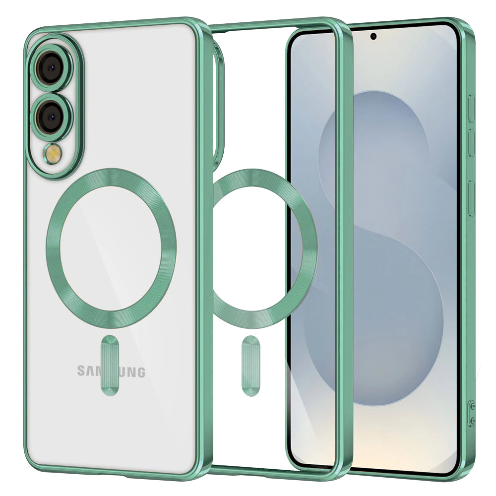 Funda MagSafe para Samsung Galaxy S25 Edge S937, Techsuit, Luxury Crystal, Verde Claro