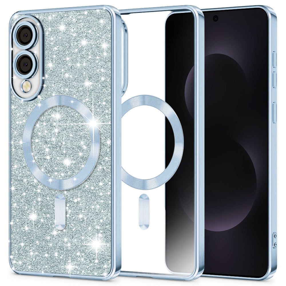 Funda MagSafe para Samsung Galaxy S25 Edge S937, Techsuit, Luxury Glitter, Azul