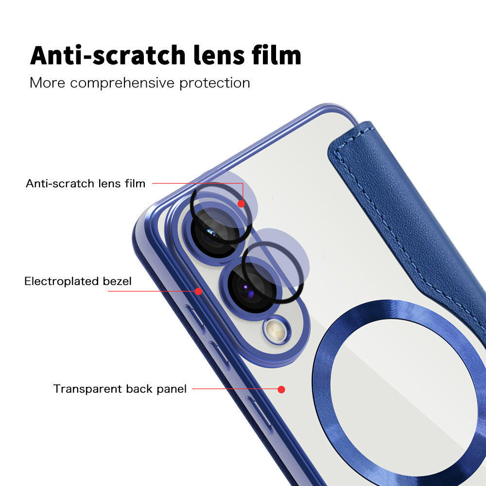 Funda MagSafe para Samsung Galaxy S25 Edge S937, Techsuit, SmartMag Book, Azul