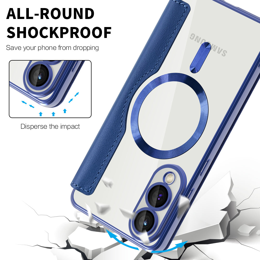 Funda MagSafe para Samsung Galaxy S25 Edge S937, Techsuit, SmartMag Book, Azul