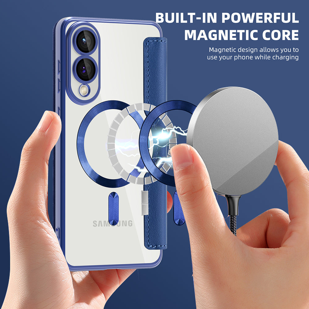 Funda MagSafe para Samsung Galaxy S25 Edge S937, Techsuit, SmartMag Book, Azul