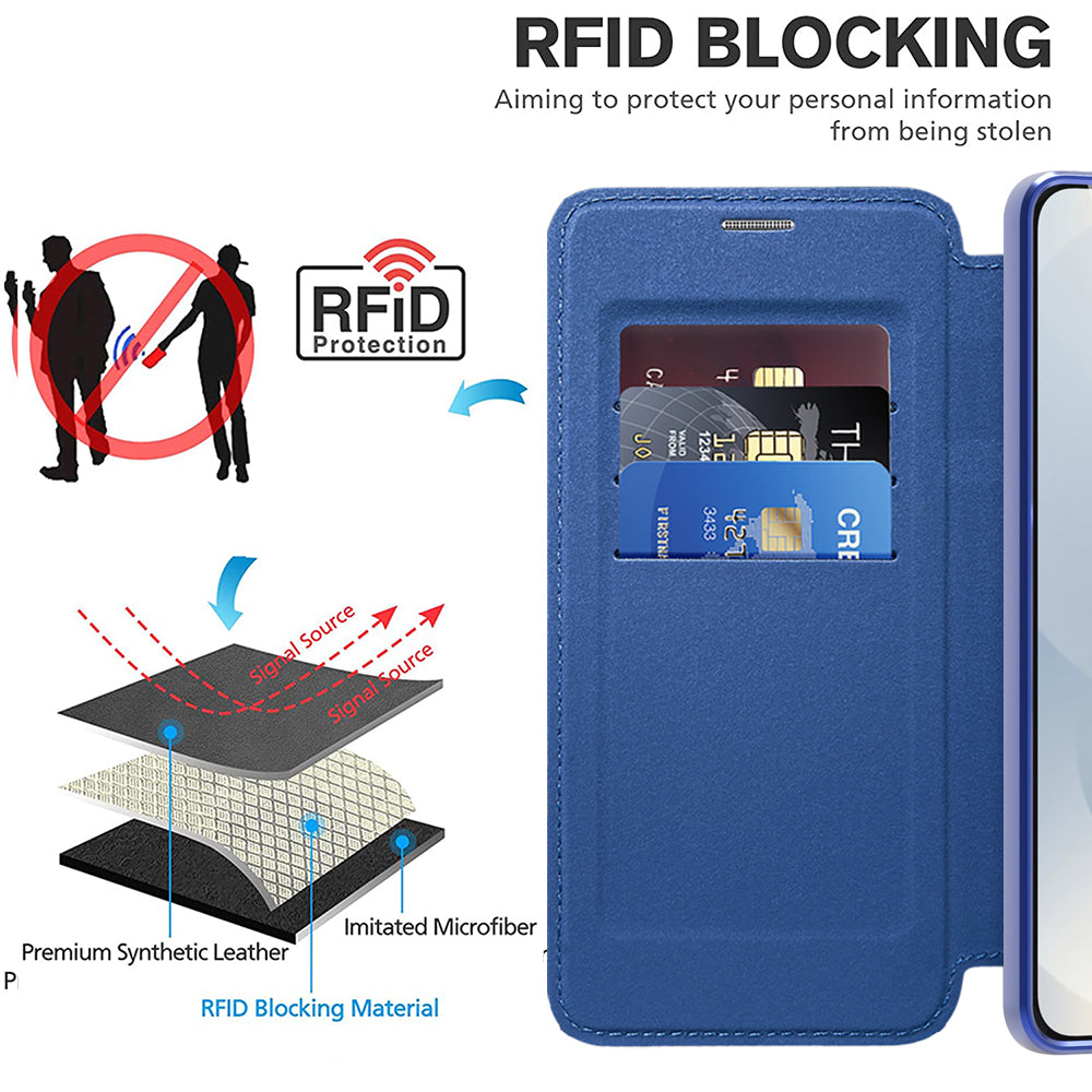 Funda MagSafe para Samsung Galaxy S25 Edge S937, Techsuit, SmartMag Book, Azul