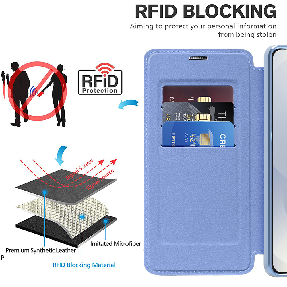 Funda MagSafe para Samsung Galaxy S25 Edge S937, Techsuit, SmartMag Book, Azul
