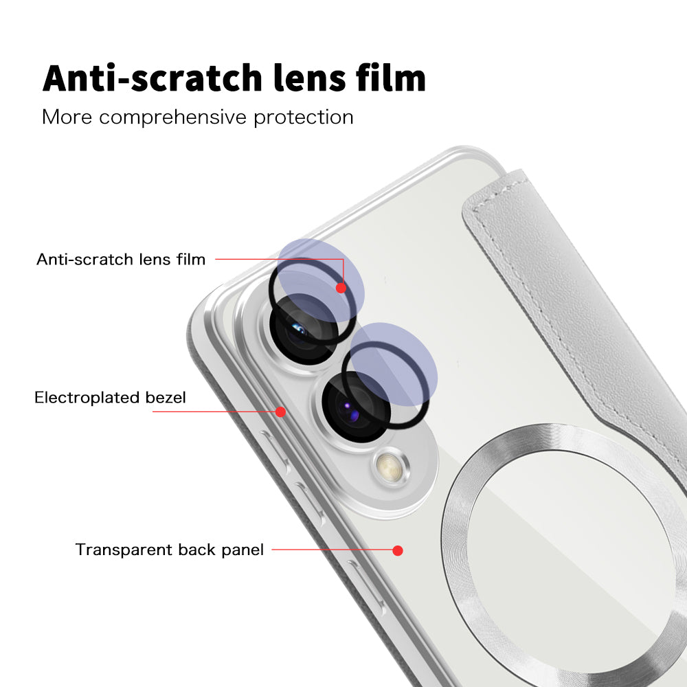 Funda MagSafe para Samsung Galaxy S25 Edge S937, Techsuit, SmartMag Book, Gris
