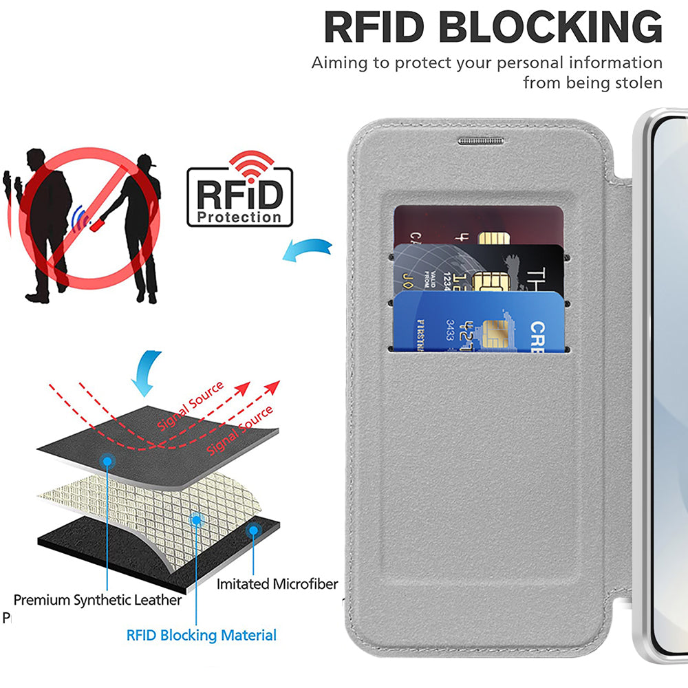Funda MagSafe para Samsung Galaxy S25 Edge S937, Techsuit, SmartMag Book, Gris