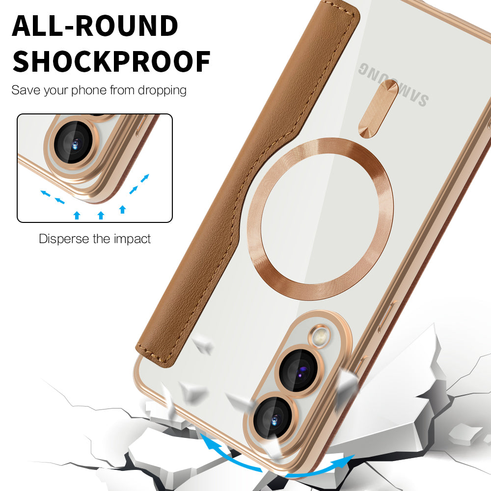 Funda MagSafe para Samsung Galaxy S25 Edge S937, Techsuit, SmartMag Book, Marrón