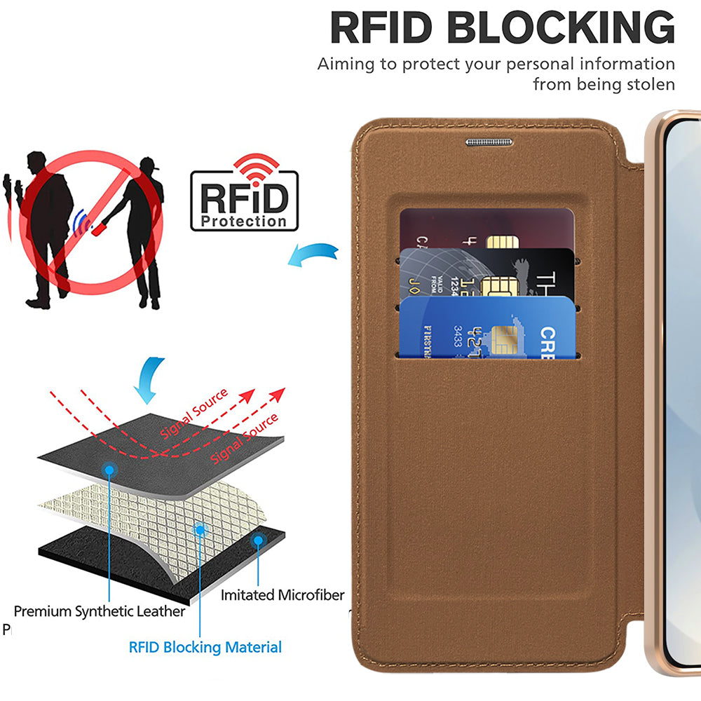 Funda MagSafe para Samsung Galaxy S25 Edge S937, Techsuit, SmartMag Book, Marrón