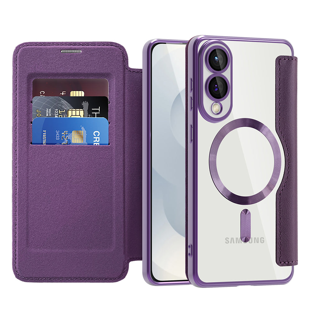 Funda MagSafe para Samsung Galaxy S25 Edge S937, Techsuit, SmartMag Book, Morado