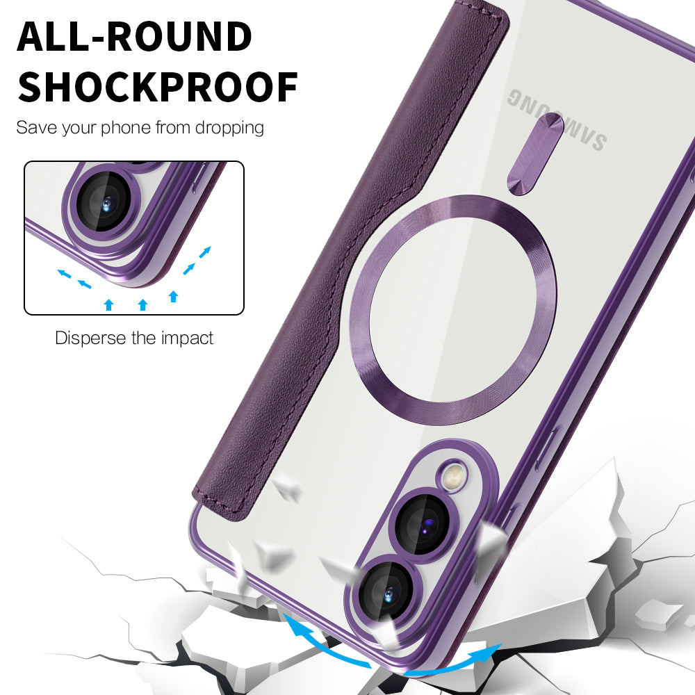 Funda MagSafe para Samsung Galaxy S25 Edge S937, Techsuit, SmartMag Book, Morado
