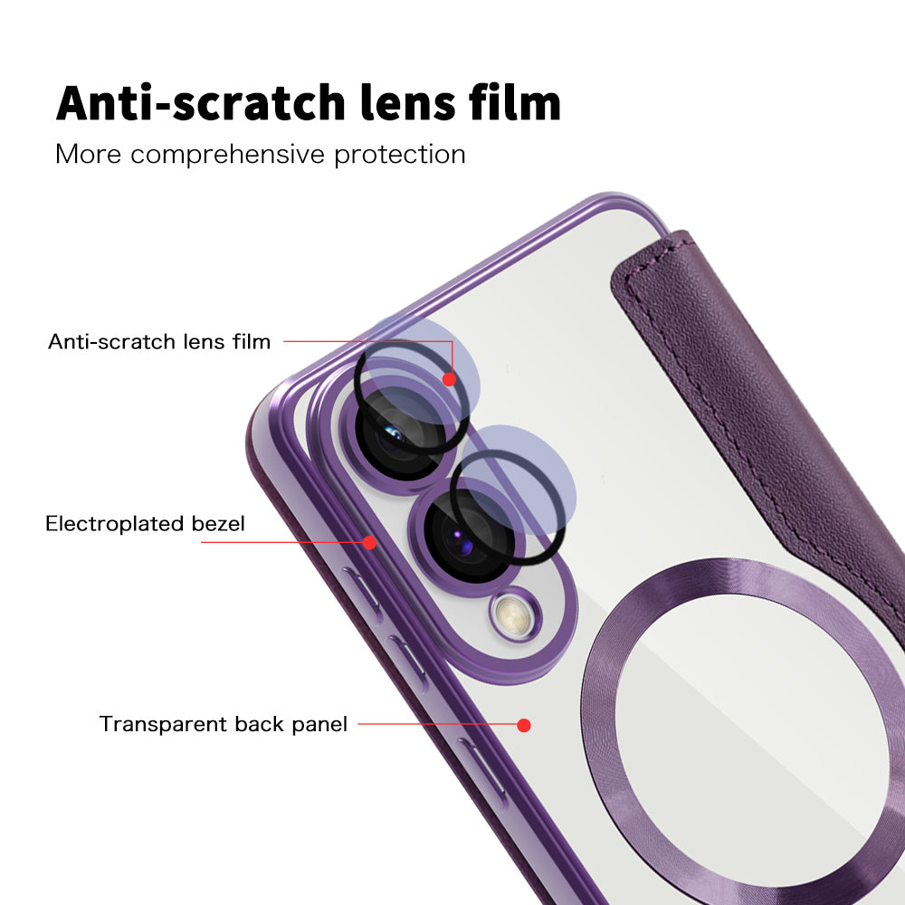 Funda MagSafe para Samsung Galaxy S25 Edge S937, Techsuit, SmartMag Book, Morado