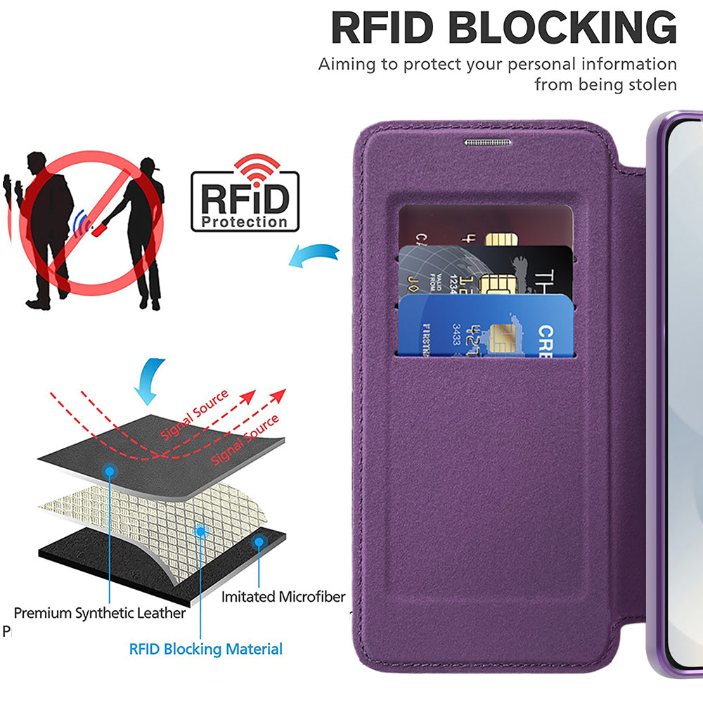 Funda MagSafe para Samsung Galaxy S25 Edge S937, Techsuit, SmartMag Book, Morado