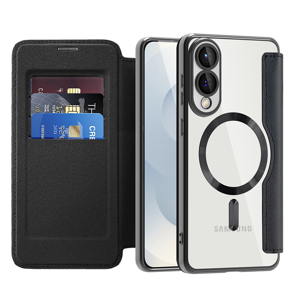Funda MagSafe para Samsung Galaxy S25 Edge S937, Techsuit, SmartMag Book, Negra