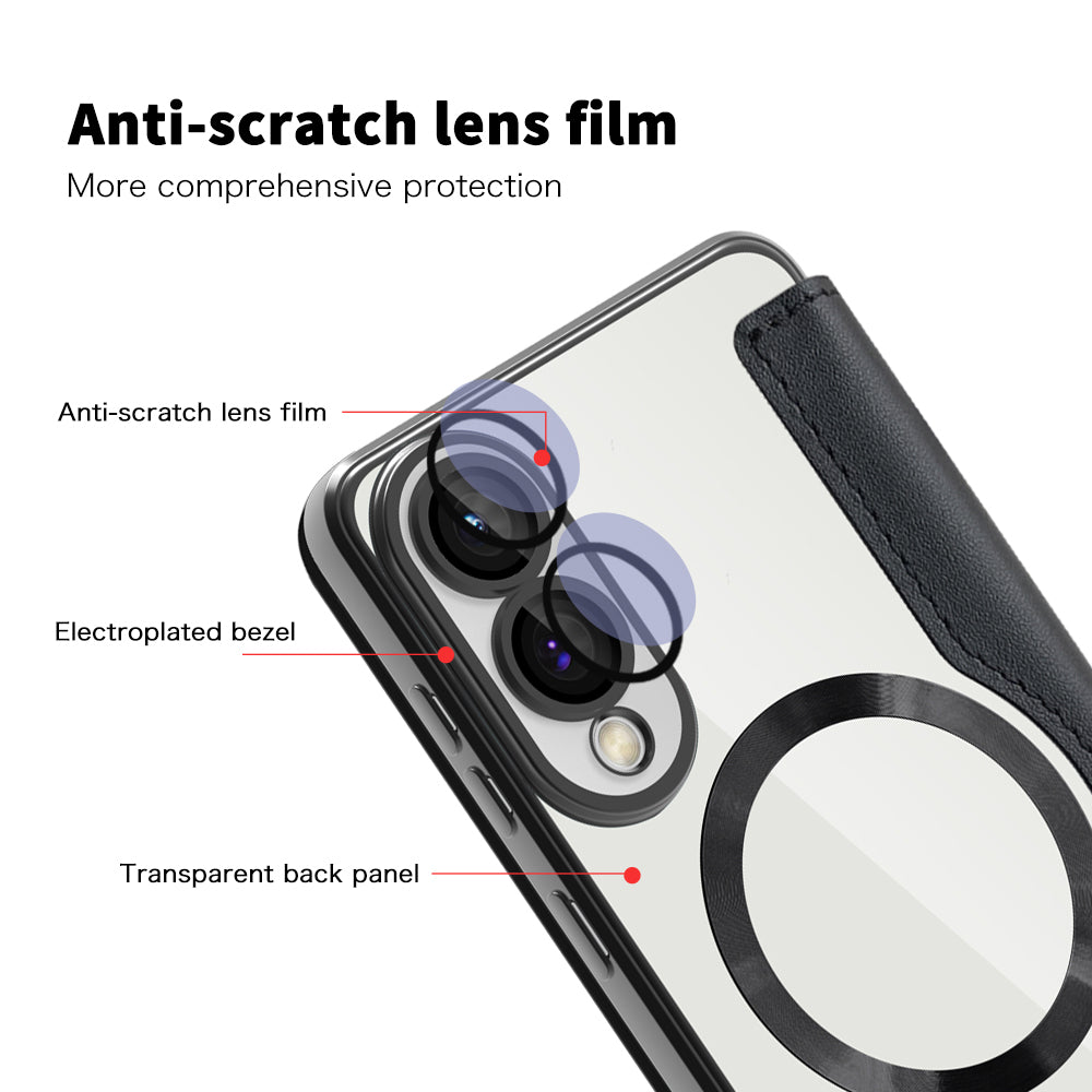 Funda MagSafe para Samsung Galaxy S25 Edge S937, Techsuit, SmartMag Book, Negra