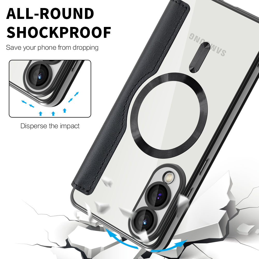 Funda MagSafe para Samsung Galaxy S25 Edge S937, Techsuit, SmartMag Book, Negra