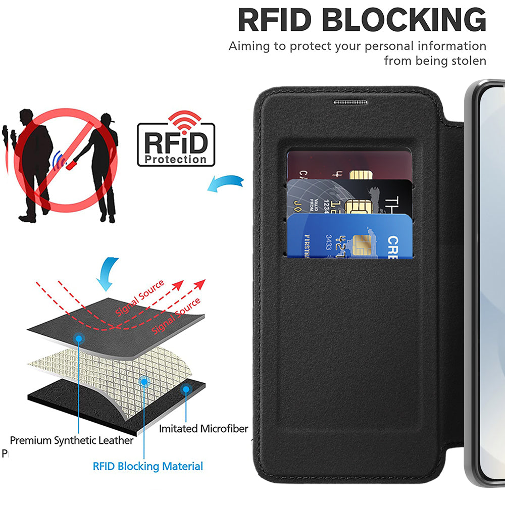 Funda MagSafe para Samsung Galaxy S25 Edge S937, Techsuit, SmartMag Book, Negra