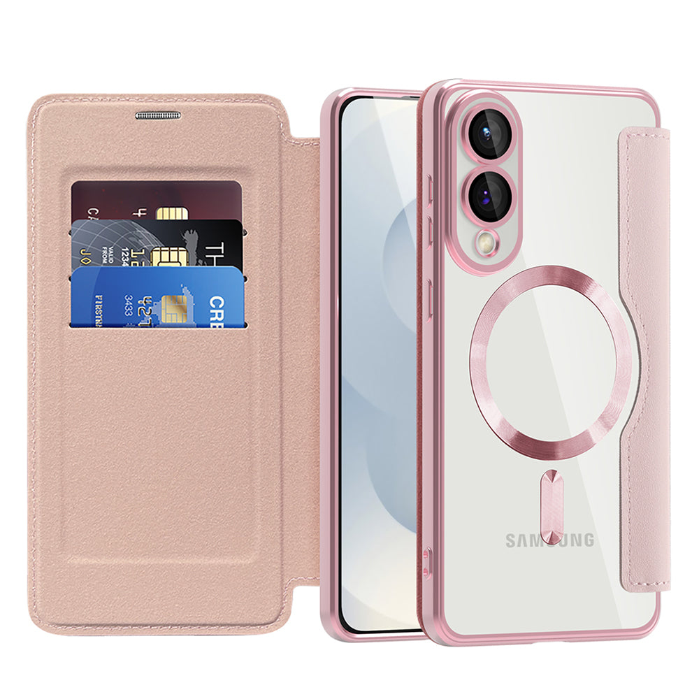 Funda MagSafe para Samsung Galaxy S25 Edge S937, Techsuit, SmartMag Book, Rosa