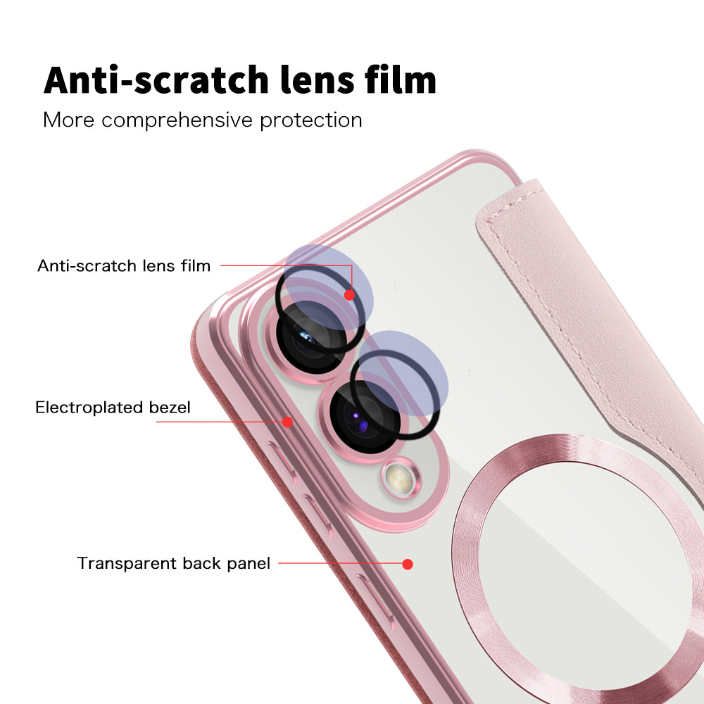 Funda MagSafe para Samsung Galaxy S25 Edge S937, Techsuit, SmartMag Book, Rosa