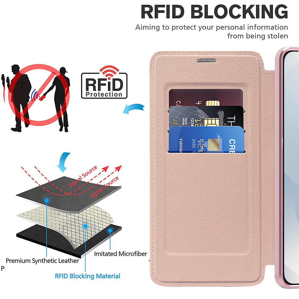 Funda MagSafe para Samsung Galaxy S25 Edge S937, Techsuit, SmartMag Book, Rosa