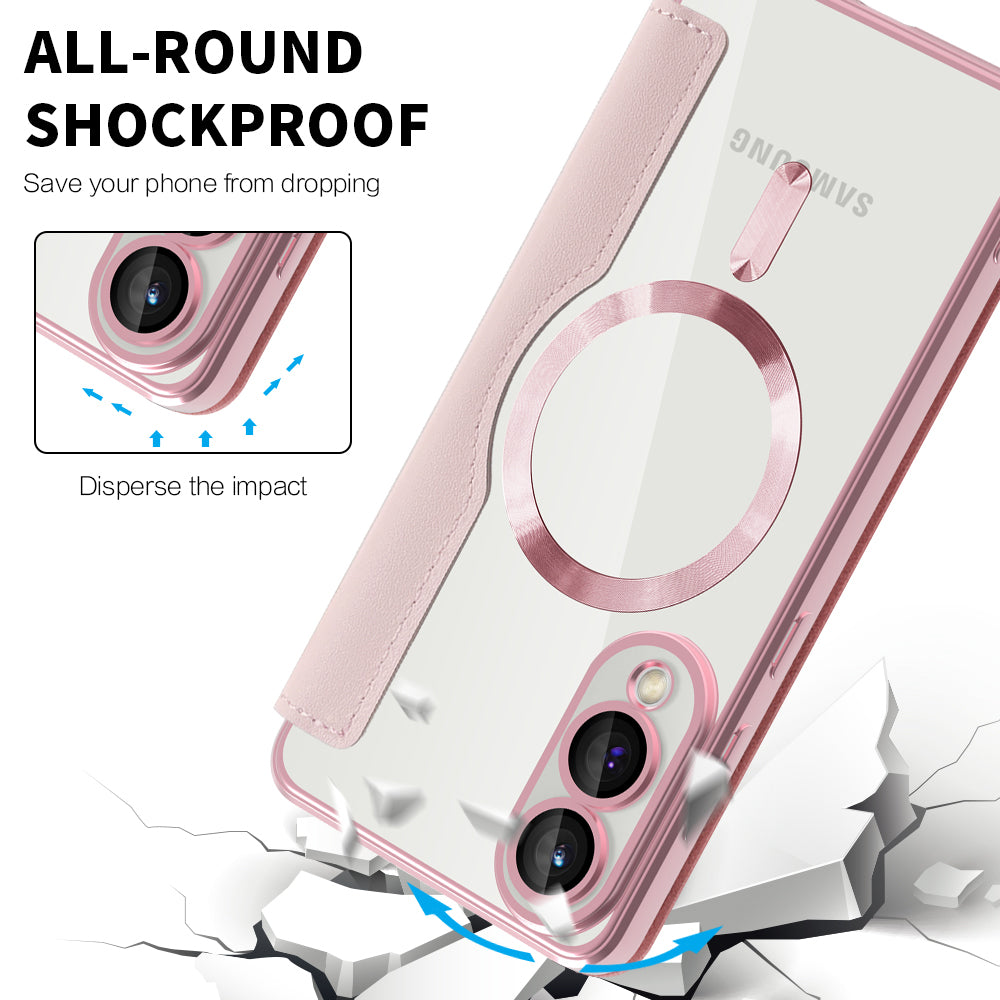 Funda MagSafe para Samsung Galaxy S25 Edge S937, Techsuit, SmartMag Book, Rosa