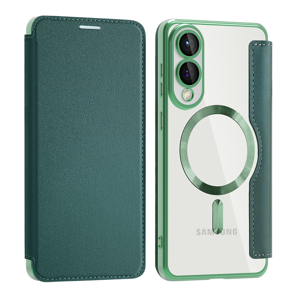 Funda MagSafe para Samsung Galaxy S25 Edge S937, Techsuit, SmartMag Book, Verde