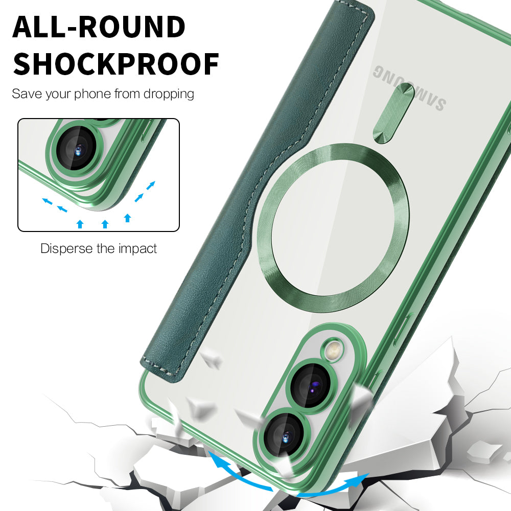 Funda MagSafe para Samsung Galaxy S25 Edge S937, Techsuit, SmartMag Book, Verde