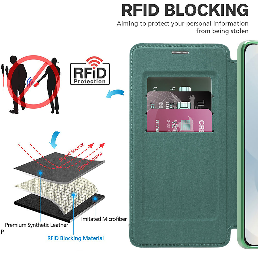 Funda MagSafe para Samsung Galaxy S25 Edge S937, Techsuit, SmartMag Book, Verde