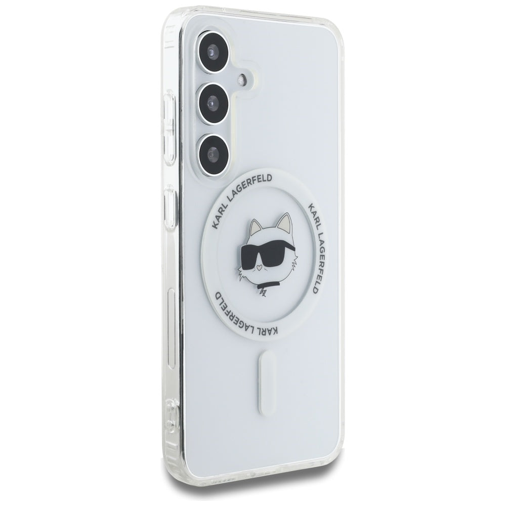 Funda MagSafe para Samsung Galaxy S25+ S936, Karl Lagerfeld, IML Choupette's Head, Blanca.