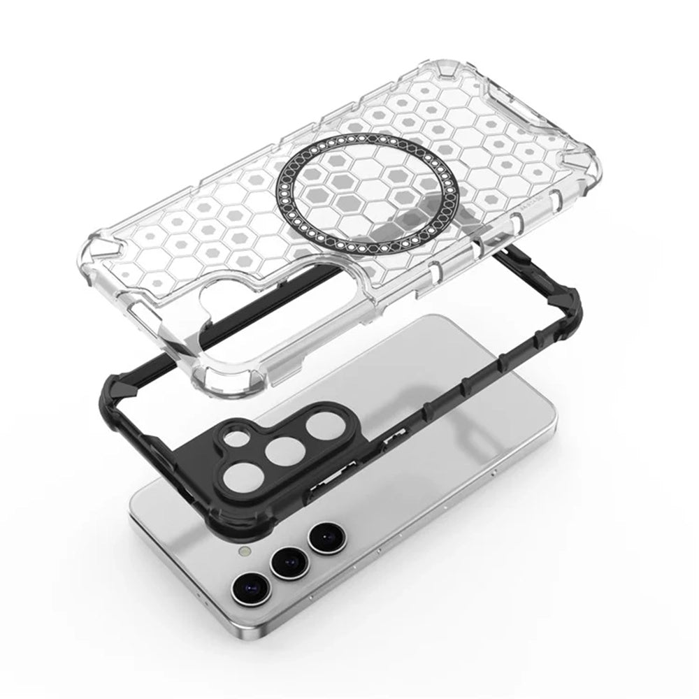 Funda MagSafe para Samsung Galaxy S25+ S936, Techsuit, HoneyComb Shield, Blanca