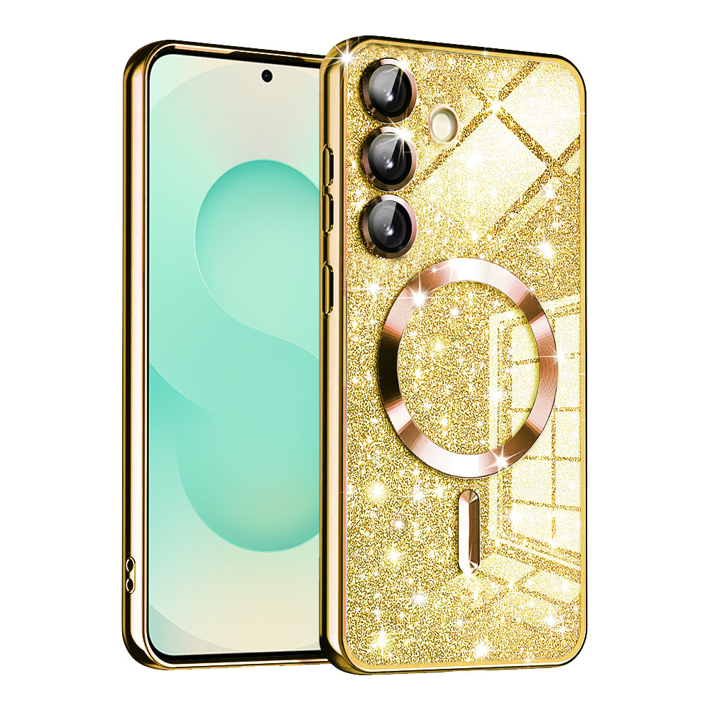 Funda MagSafe para Samsung Galaxy S25+ S936, Techsuit, Luxury Glitter, Dorada