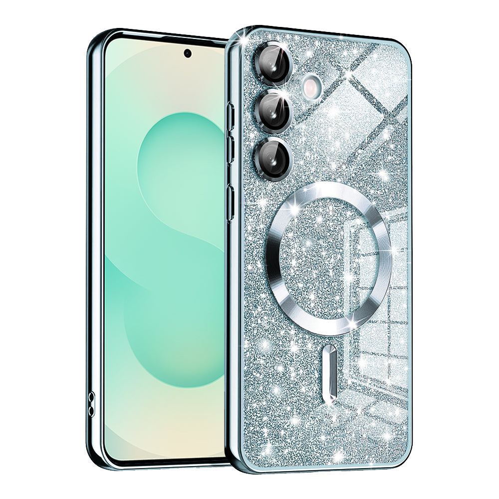Funda MagSafe para Samsung Galaxy S25+ S936, Techsuit, Luxury Glitter, Azul
