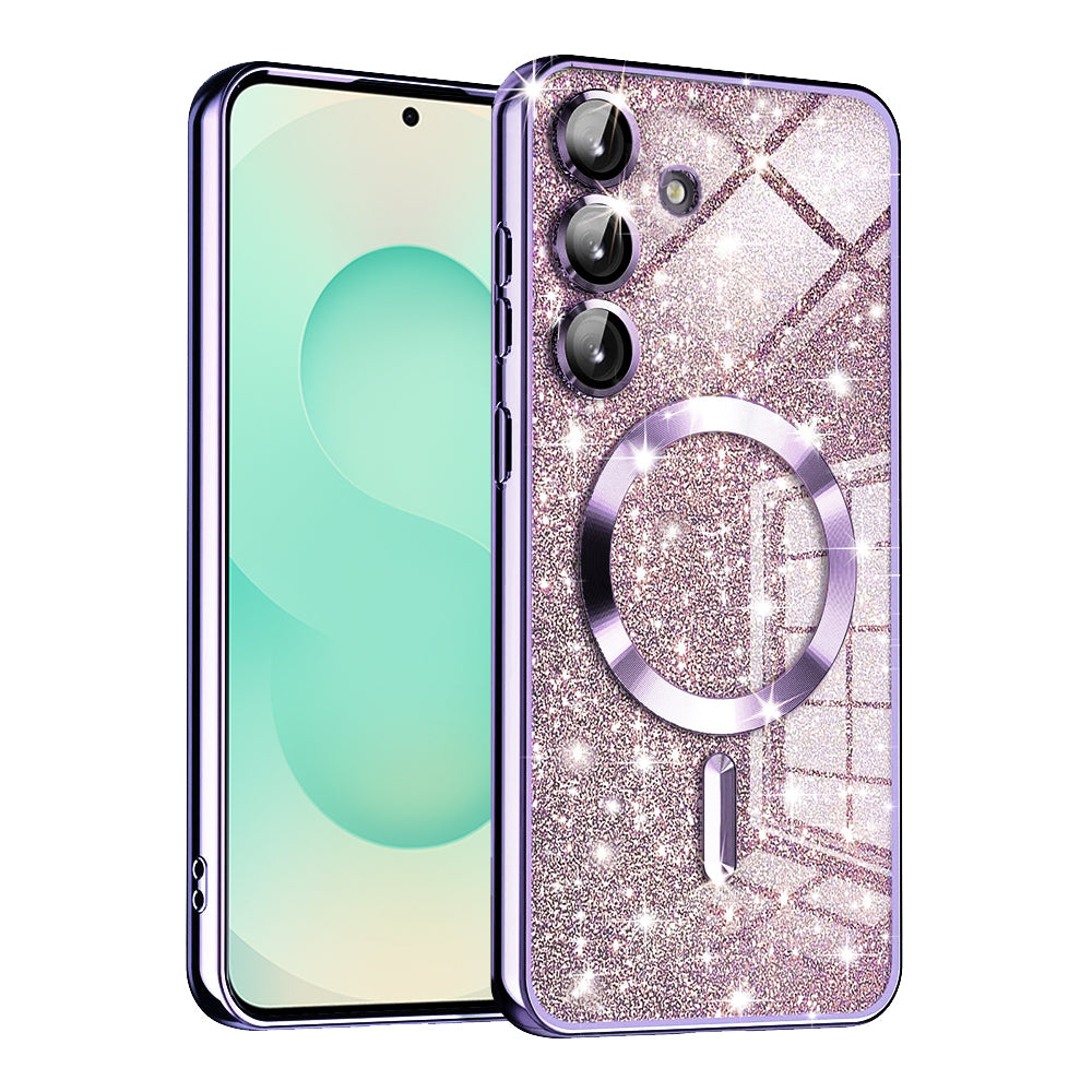Funda MagSafe para Samsung Galaxy S25+ S936, Techsuit, Luxury Glitter, Morado Claro
