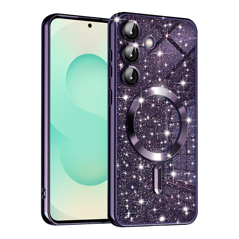 Funda MagSafe para Samsung Galaxy S25+ S936, Techsuit, Luxury Glitter, Morado Oscuro