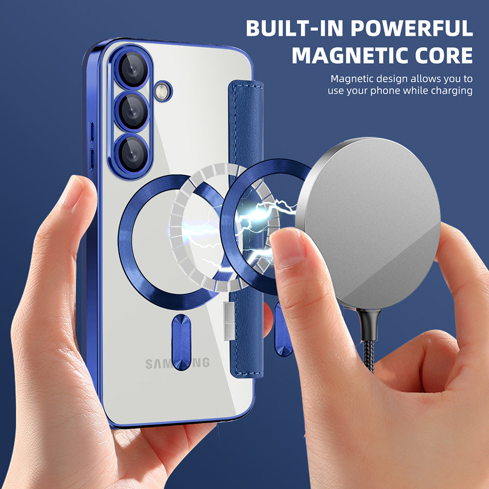 Funda MagSafe para Samsung Galaxy S25+ S936, Techsuit, SmartMag Book, Azul
