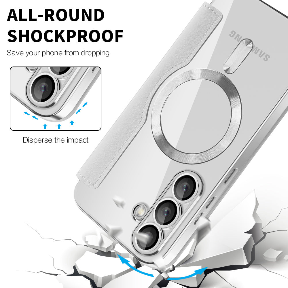 Funda MagSafe para Samsung Galaxy S25+ S936, Techsuit, SmartMag Book, Gris