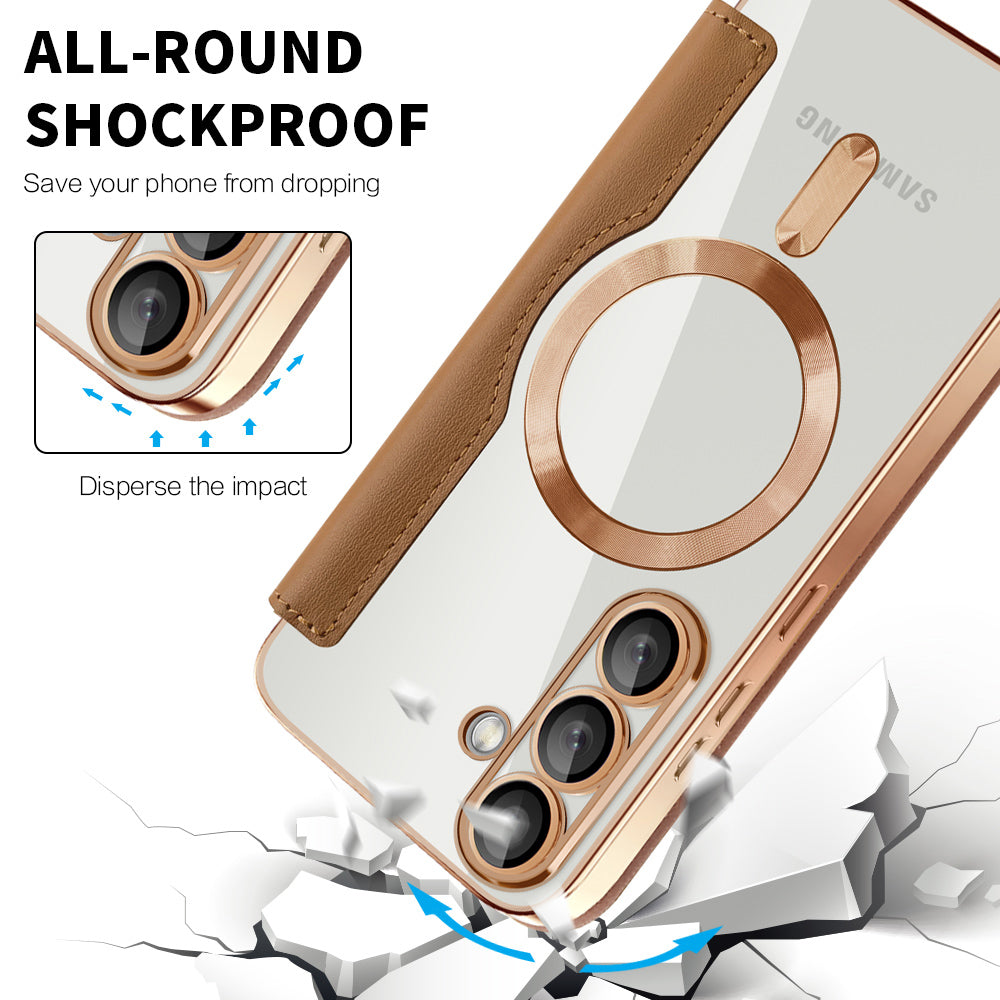 Funda MagSafe para Samsung Galaxy S25+ S936, Techsuit, SmartMag Book, Marrón
