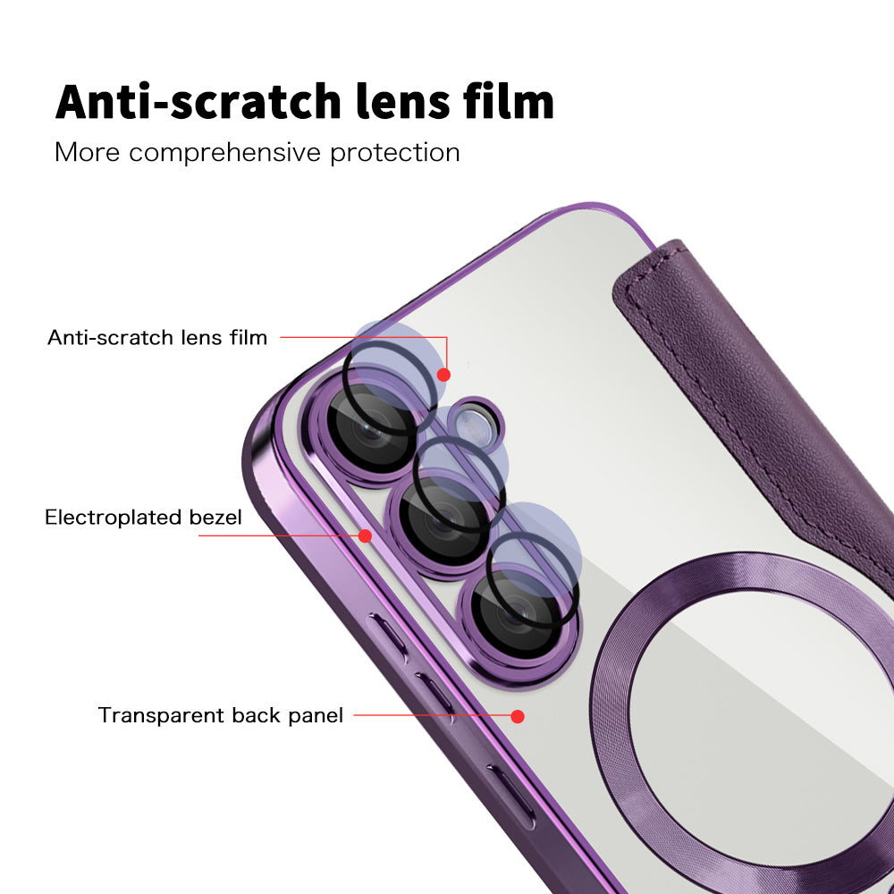 Funda MagSafe para Samsung Galaxy S25+ S936, Techsuit, SmartMag Book, Morado