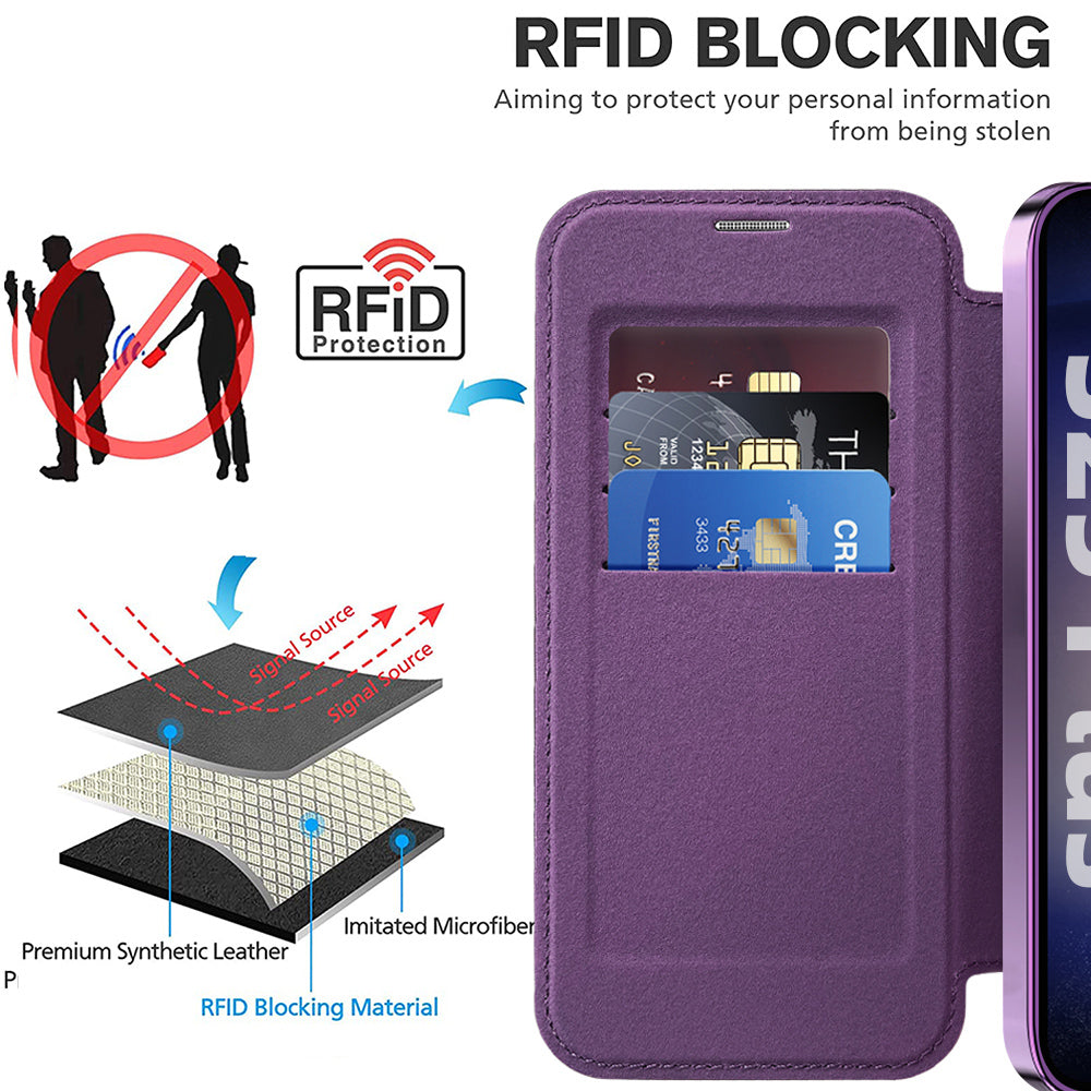 Funda MagSafe para Samsung Galaxy S25+ S936, Techsuit, SmartMag Book, Morado