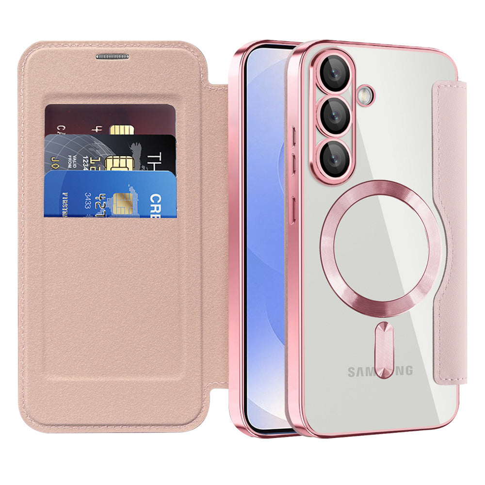 Funda MagSafe para Samsung Galaxy S25+ S936, Techsuit, SmartMag Book, Rosa