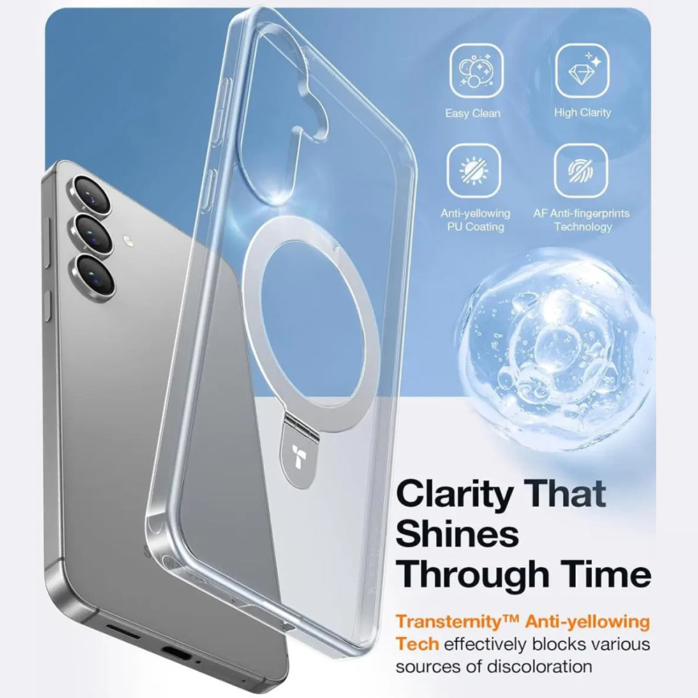 Funda MagSafe para Samsung Galaxy S25+ S936, Torras, Ostand, Transparente