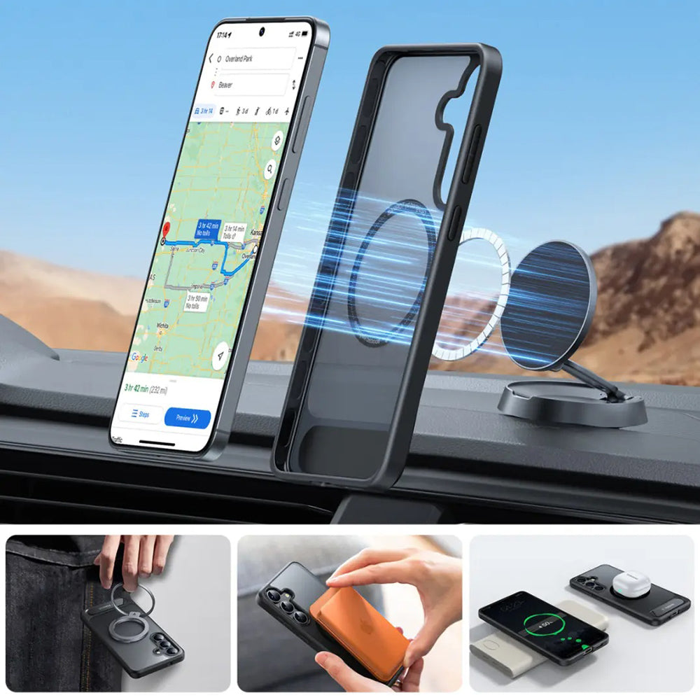 Funda MagSafe para Samsung Galaxy S25+ S936, Torras, Pstand, Negra