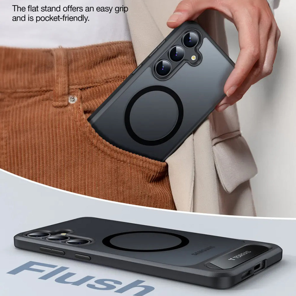 Funda MagSafe para Samsung Galaxy S25+ S936, Torras, Pstand, Negra