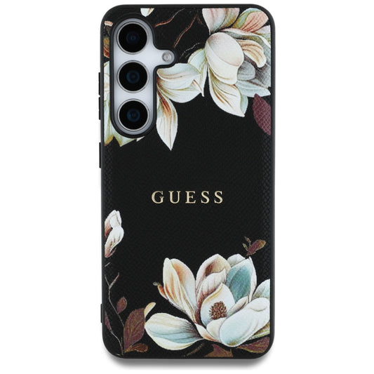 Funda MagSafe para Samsung Galaxy S25 S931, Guess, Grained Flowers, Negra
