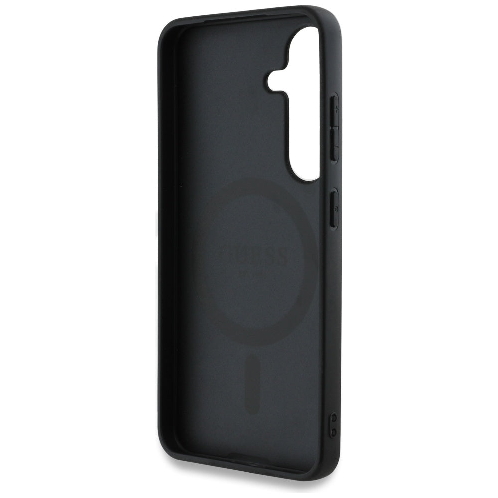 Funda MagSafe para Samsung Galaxy S25 S931, Guess, Grained Flowers, Negra