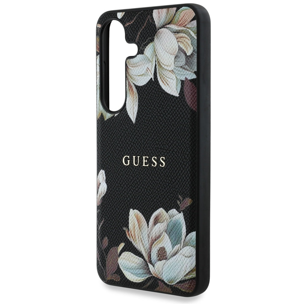 Funda MagSafe para Samsung Galaxy S25 S931, Guess, Grained Flowers, Negra